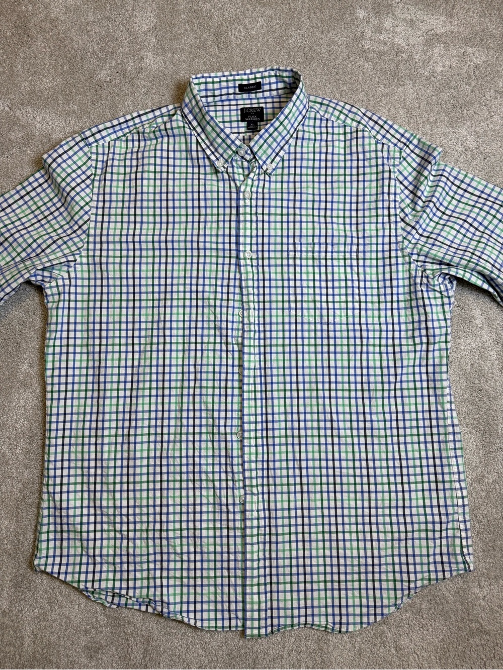 J. Crew Button-Down Shirt in Blue and Green Check